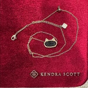 Kendra Scott Silver Necklace with Dark Pendant